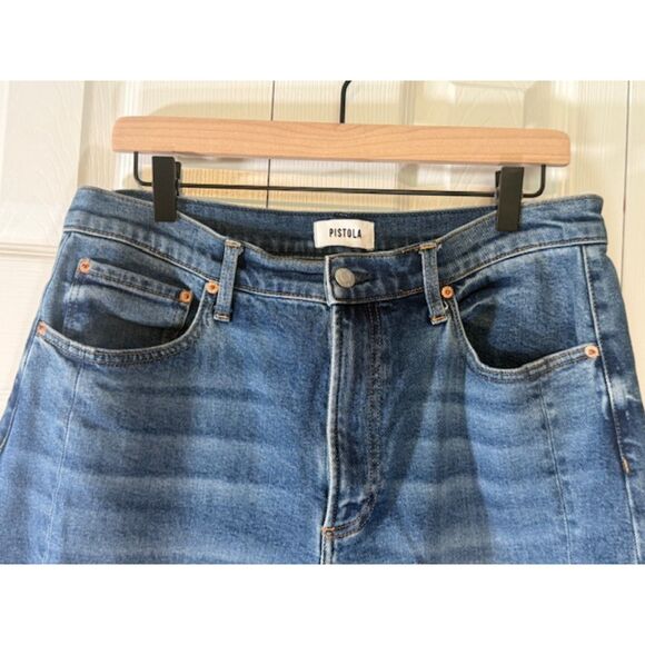 Pistola Eli High Rise Barrel Jeans 31 Augustus Wash Cropped Arched Leg - Picture 4 of 11